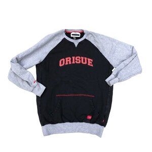 ORISUE Pullover Sweatshirt Men's Double Large Black Grey Crew Sweater​​​​​​
